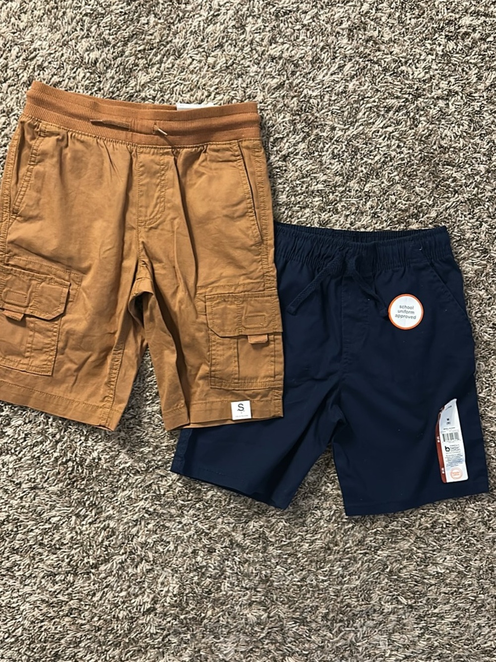 wonder nation Tan Cargo Shorts & Navy Pull-On Shorts